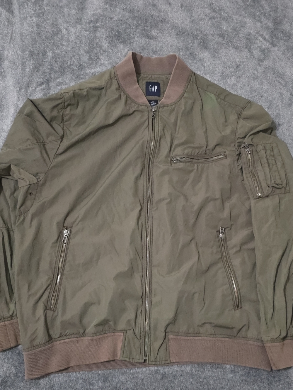 GAP Olive Bomber Jacket with Zipper Pockets